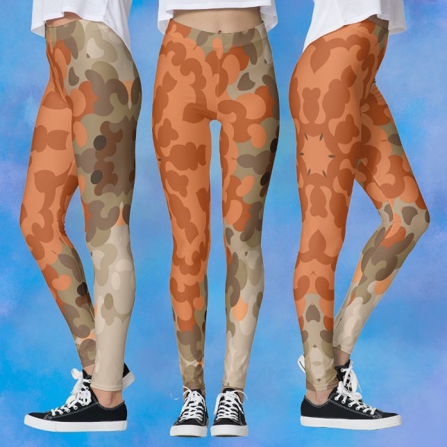 Legging Retro Mandala Flor Laranja e Tan (Criador carregado)