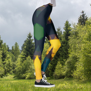 Legging Retro Mandala Flor Verde Amarelo e Azul