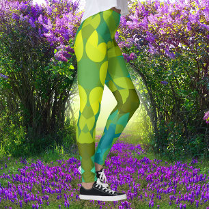 Legging Retro Mandala Flor Verde Amarelo e Azul