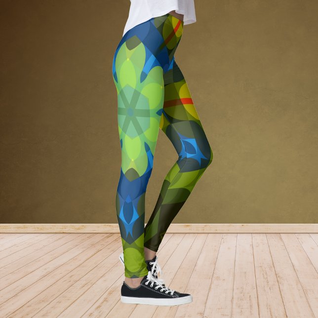 Legging Retro Mandala Flor Verde Azul e Laranja (Criador carregado)
