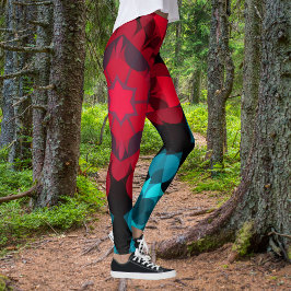Legging Retro Mandala Flor Vermelho e Azul