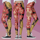 Legging Retro Mandala Flor Vermelho e Castanho<br><div class="desc">Esta design de flor de mandala apresenta vermelho e marrom. Padrões engraçados e visuais brilhantes para o hippie moderno ou para qualquer um que goste de cores brilhantes!</div>