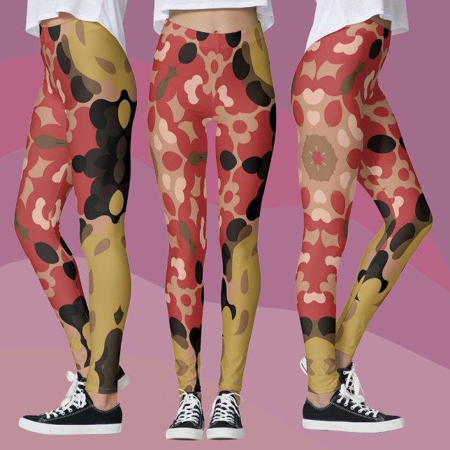 Legging Retro Mandala Flor Vermelho e Castanho (Criador carregado)
