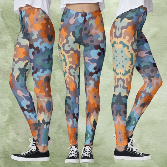 Legging Retro Mandala Orange Blue e Amarelo (Criador carregado)