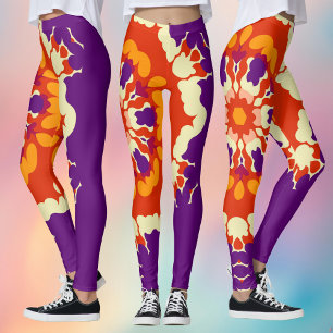 Legging Retro Mandala Puro Vermelho e Laranja