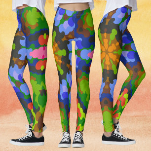Legging Retro Mandala Verde Azul e Rosa
