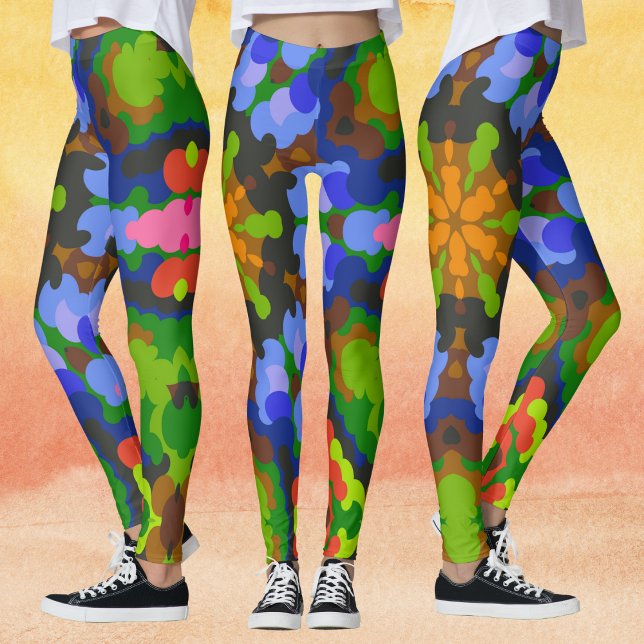 Legging Retro Mandala Verde Azul e Rosa (Criador carregado)