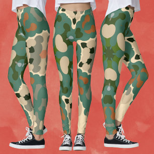 Legging Retro Mandala Verde Castanho e Laranja