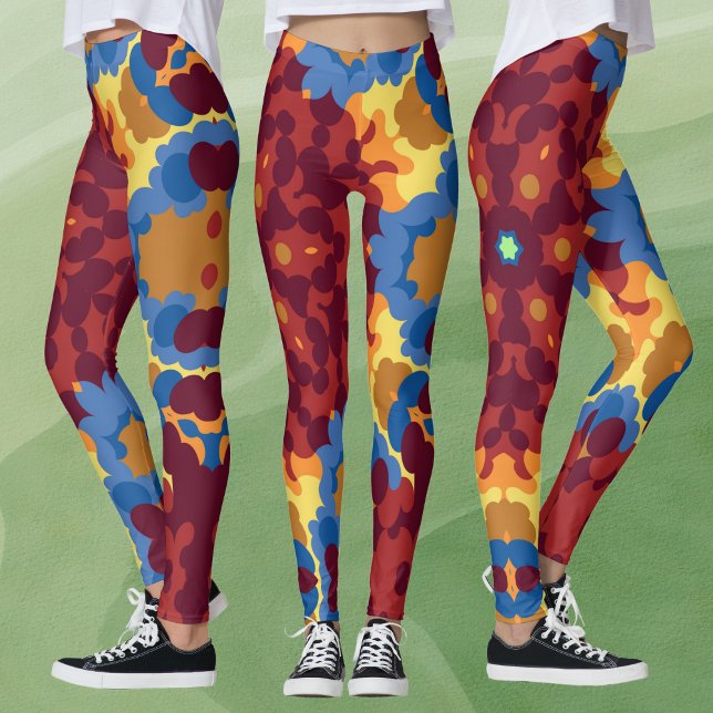 Legging Retro Mandala Vermelho Azul e Amarelo (Criador carregado)