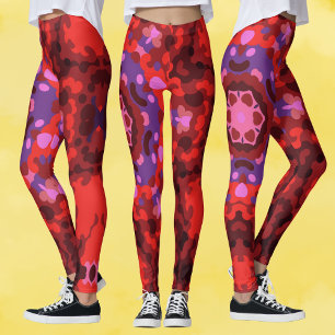 Legging Retro Mandala Vermelho e Roxo