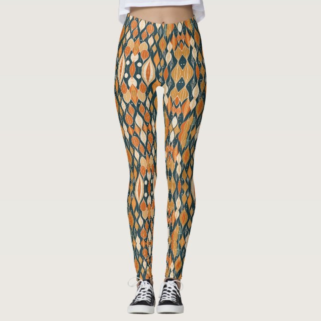 Legging Retrô Moderno Ochre de Quedas Atômicas de meio séc (Frente)