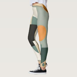 Legging Retro Negrito: Círculos de Abstrato e Retângulos