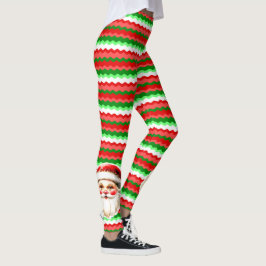 Legging Retro Papai Noel Vermelho Ric Verde Natal