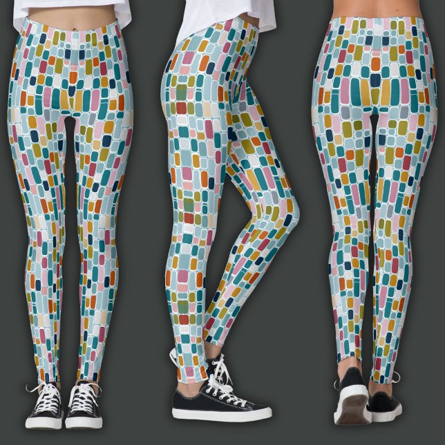 Legging Retro Print | Blocos de Cor (Criador carregado)