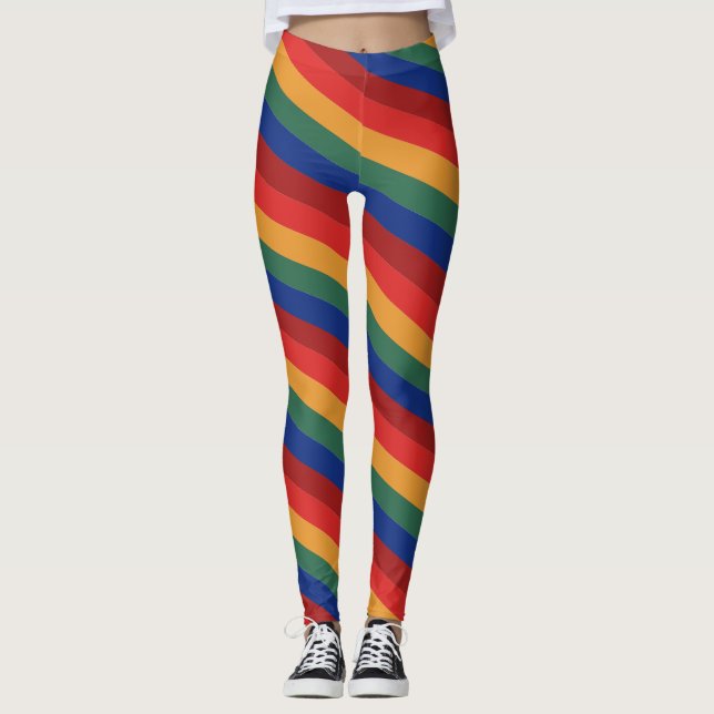 Legging Retro Rainbow Stripes Regenbogen Regenbogenfarben (Frente)