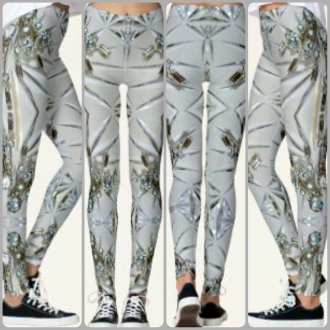 Legging Rétro Rhinestone “Art Déco Chique em Cinza Pratead (Criador carregado)