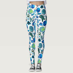 Legging Retro Rockets no espaço. BG branco