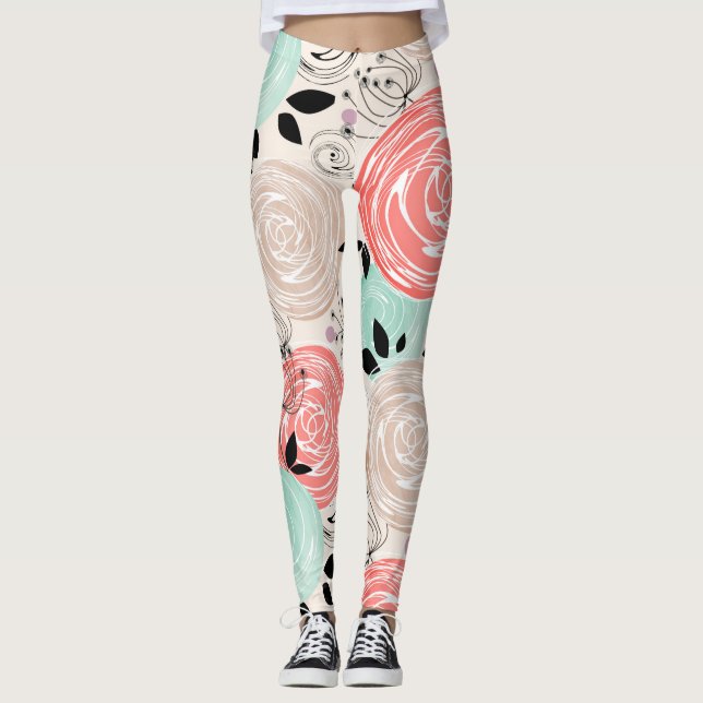 Legging Retro, rosas (Frente)