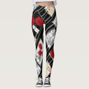 Legging Retro sem costura retro colagem de retalhos