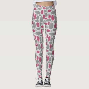 Legging retro, sessenta, bolinhas, cinzas e rosa
