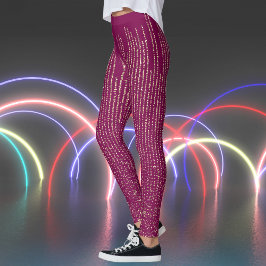 Legging Retro Sparkles sobre Impressão de vinho tinto