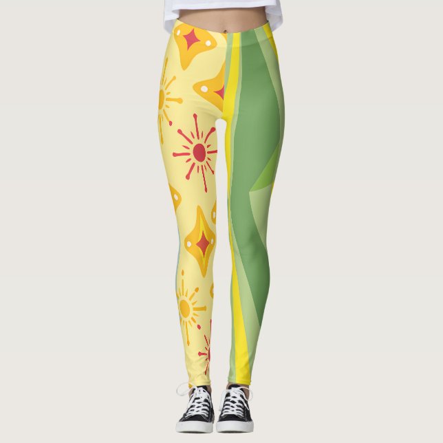 Legging Retro Sunshine Patterns – Bold Colorful  (Frente)