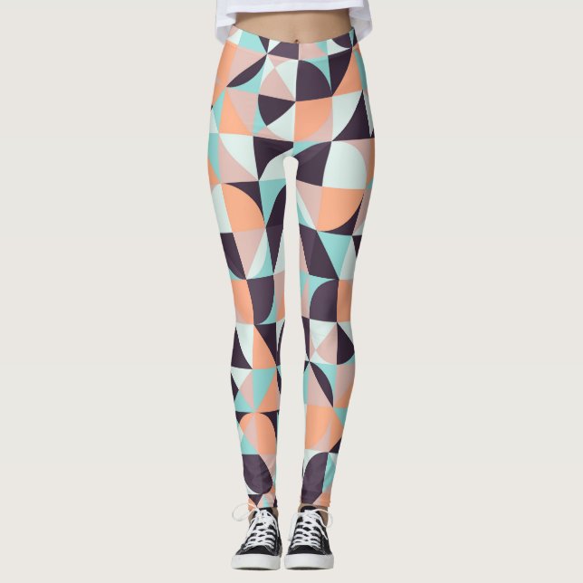 Legging Retrogeométrica, fundo de vintagem sem descontinui (Frente)