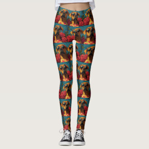 Legging Rhodesian Ridgeback Corações Rosas Dia dos Namorad