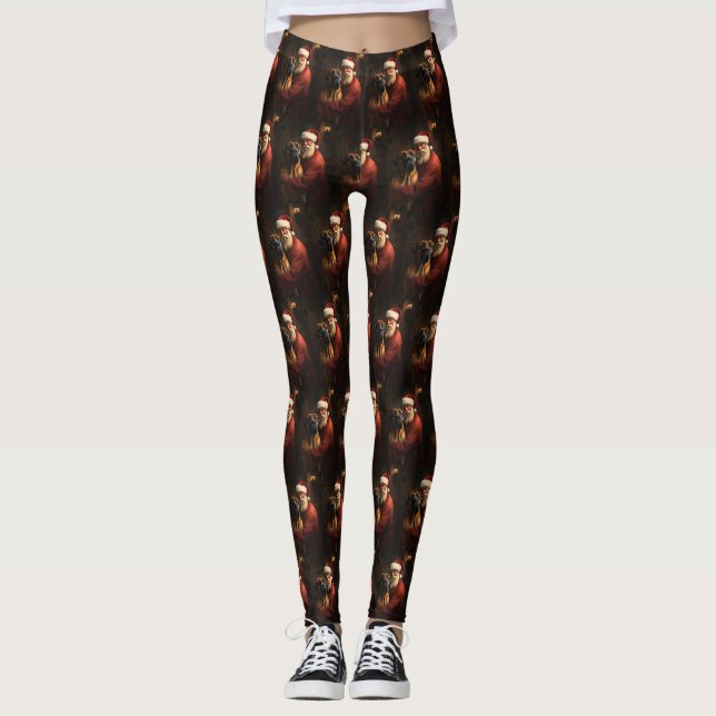 Legging Rhodesian Ridgeback Papai Noel Natal Festivo (Frente)