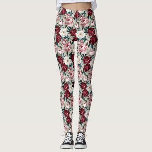 Legging Ricas Peônias & Folhas em Harmonia de Cores Contem