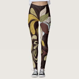 Legging Rich Brown Autumn Hues em Bold Contemporâneo Impre