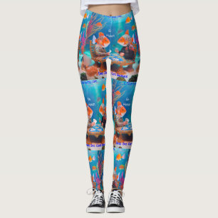 Legging Rick London Peixe Jogando Jogo de Cartas "Go Fish"