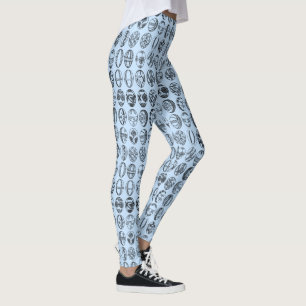 Legging Rico Páscoa Ovos Padrão Azul Claro