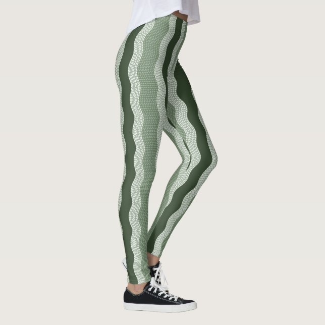 Legging Rio Wabi Sabi Abstrato Wavy, Forest Green, Sage (Direita)
