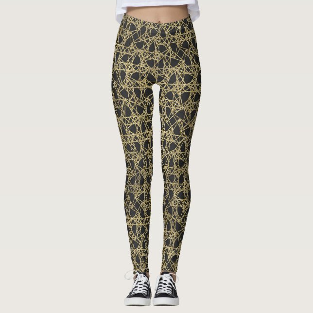 Legging Riscado Dourado Glamour Moderno Elegância Única (Frente)