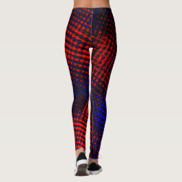 Legging Riscos vermelhos cruzados em fundo azul?