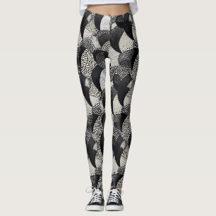 Legging Ritmo em Preto e Branco – Abstrato Monocromático 5