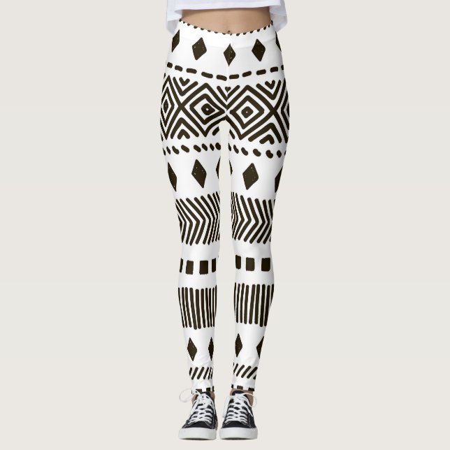 Legging Ritmos Tribais: Padrões Geométricos Étnicos (Frente)