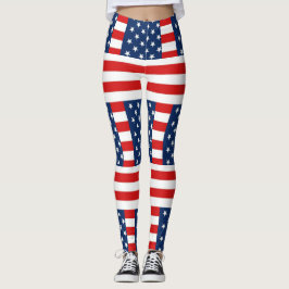 Legging rmdesignflo55 USA Flag em um fundo vermelho