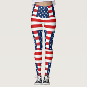 Legging rmdesignflo55 USA Flag em um fundo vermelho