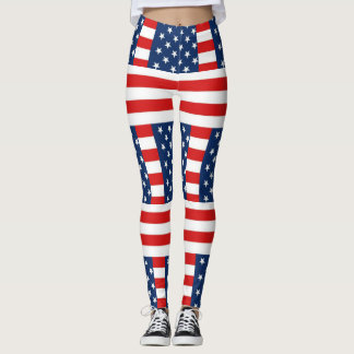 Legging rmdesignflo55 USA Flag em um fundo vermelho