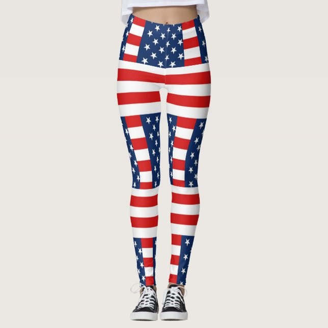 Legging rmdesignflo55 USA Flag em um fundo vermelho (Frente)
