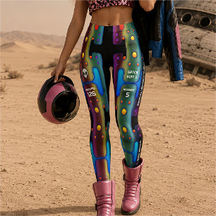 Legging Robô Androide Mecânico Metálico Multicolado