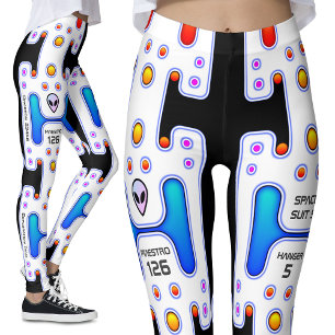 Legging Robô branco do Android da menina do espaço do