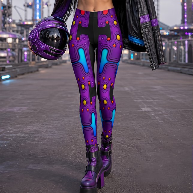 Legging Robô Ciborgue Android Robô Sintetizador Roxo dos A (Criador carregado)