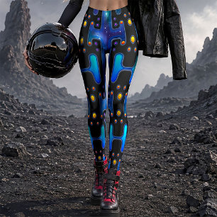Legging Robô Espacial Andróide de Síntese Cósmica dos Anos