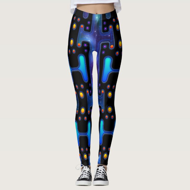 Legging Robô Futurístico Androide Mecânico Da Rapariga Esp (Frente)