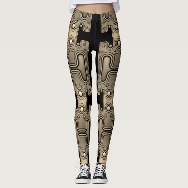 Legging Robô Futurístico Androide Mecânico Sepia (Frente)