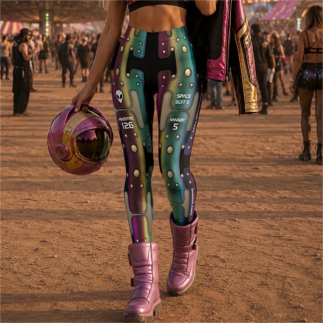 Legging Robô Garota Espacial Metalizada Arco-Íris Multicol (Criador carregado)