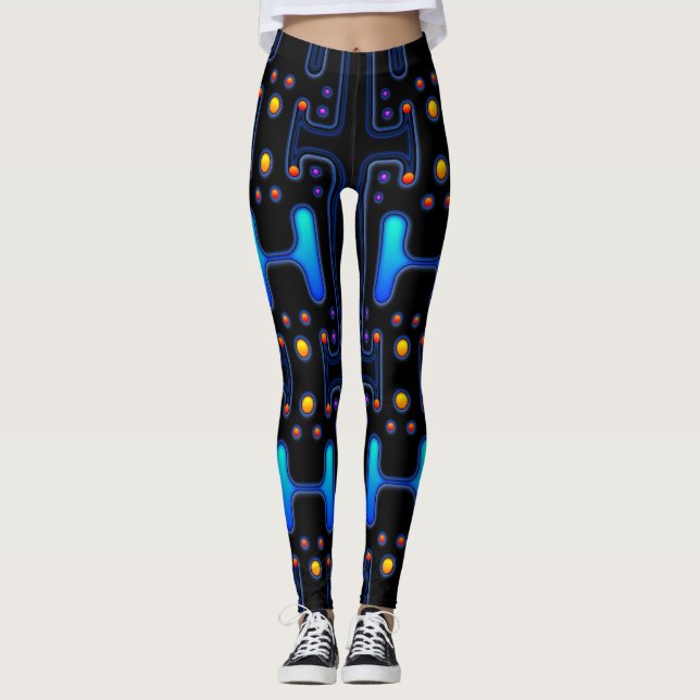 Legging Robô Mecânico Androide da Rapariga Gótica Negra (Frente)